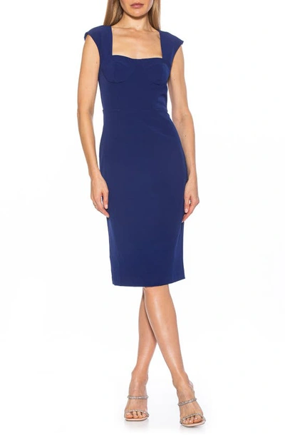 Alexia Admor Harper Cap Sleeve Corset Midi Dress In Cobalt
