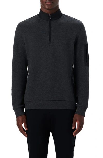 Bugatchi Men's Mixed Nylon Knit Quarter-zip Sweater In Asphalt