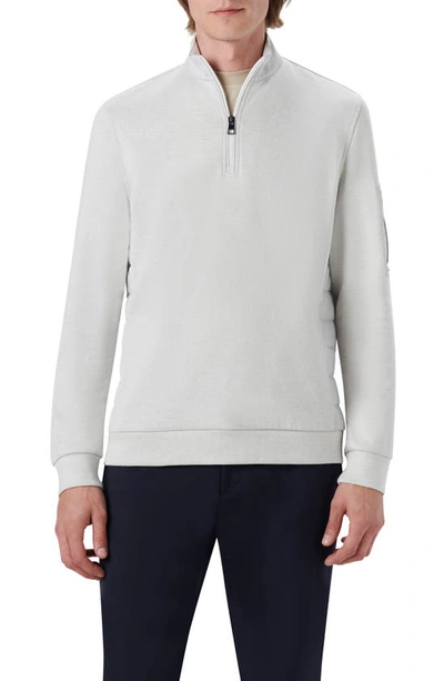 Bugatchi Mixed Media Quarter Zip Pullover In Chalk