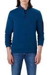 Bugatchi Mixed Media Quarter Zip Pullover In Opal Blue