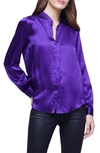 L Agence Bianca Silk Satin Blouse In Deep Violet