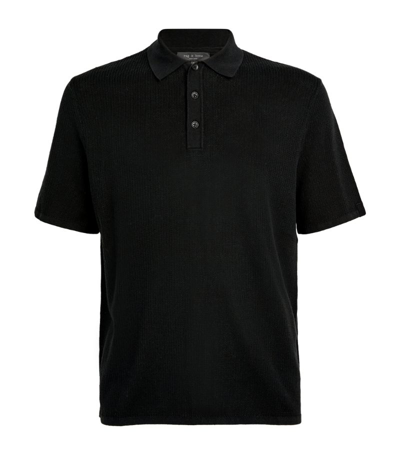 Rag & Bone Harvey Knit Polo Shirt In Black