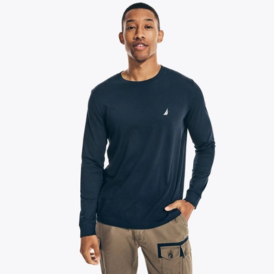 Nautica Mens Crewneck Long-sleeve T-shirt In Blue