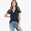 Nautica Womens Sustainably Crafted Ocean Split-neck Polo In Blue