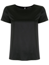 Emporio Armani Short-sleeved Silk Satin Blouse In Black
