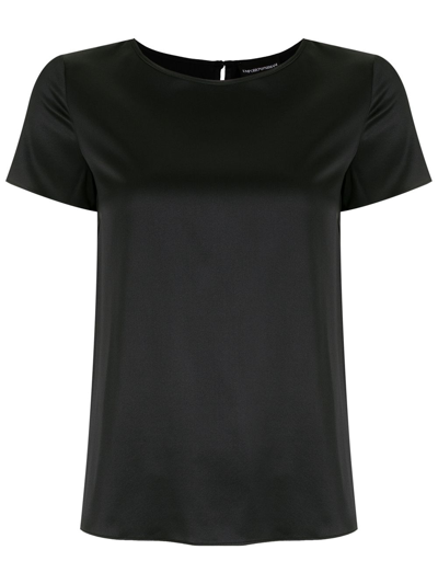 Emporio Armani Round-neck Stretch-silk T-shirt In Black