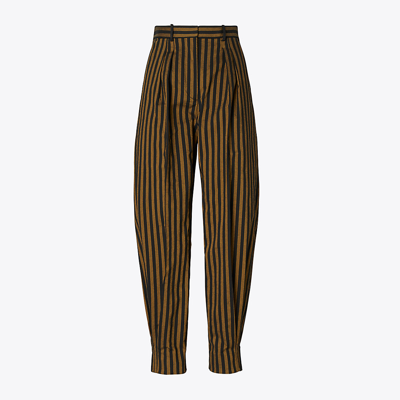 Tory Burch Striped Pant In Black/camel