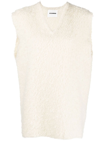Jil Sander V-neck Top With Bang Bottom For Women In Neutral