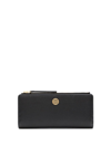 Tory Burch Robinson Pebbled Leather Zip Slim Wallet In Black