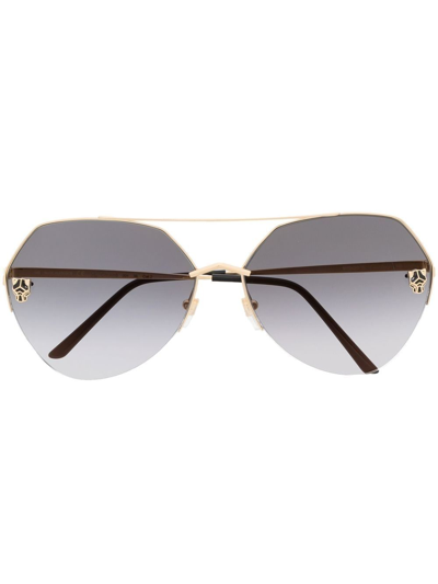 Cartier Oversized Gradient-lens Sunglasses In 金色