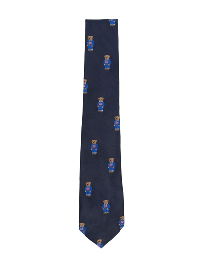 Ralph Lauren Silk Twill Polo Bear Tie In 蓝色