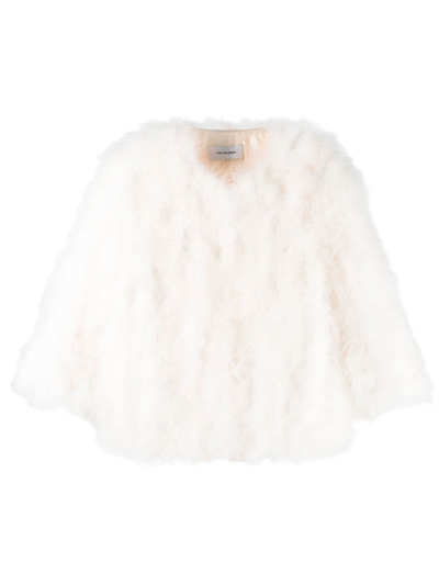 Yves Salomon Feather-trim Jacket In White