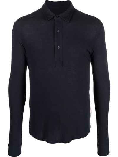 Orlebar Brown Button-front Long-sleeved Polo Shirt In Blue