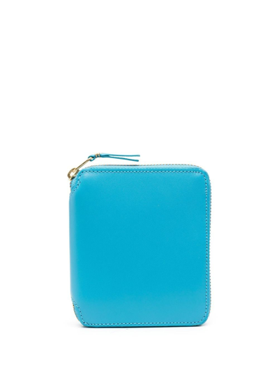 Comme Des Garçons Colour Zip-fastening Leather Wallet In Blue
