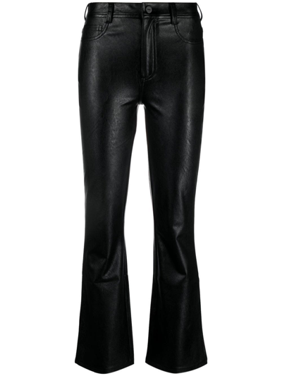 Paige Flared Faux-leather Trousers In Black
