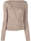 Jacquemus Beige Asymmetric Cardigan La Maille Pau In Neutrals