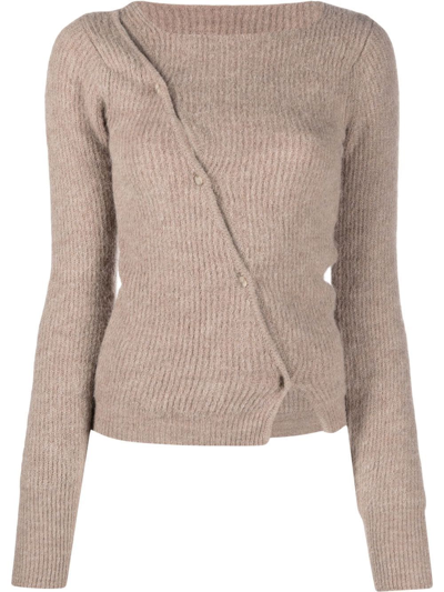 Jacquemus Beige Asymmetric Cardigan La Maille Pau