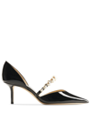 Jimmy Choo Pointed Toe Pumps With Faux-pearl Embellishment In Black