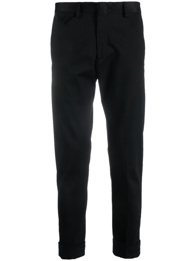 Low Brand Low-rise Cropped Tailored Trousers In Jet Black