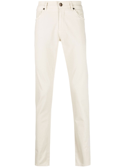 Pt Torino Mid-rise Straight-leg Trousers In 中性色