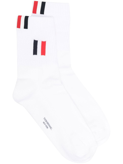 Thom Browne Rwb-tab Cotton Socks In White
