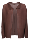 ISSEY MIYAKE BROWN PLEATED CARDIGAN