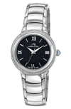 Porsamo Bleu Luna White Topaz Bracelet Watch, 34mm In Silver & Black