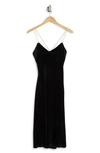 Sam Edelman Beaded Strap Velvet Midi Dress In Black