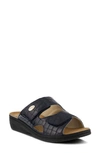 Flexus By Spring Step Almeria Slide Sandal In Navy Patent