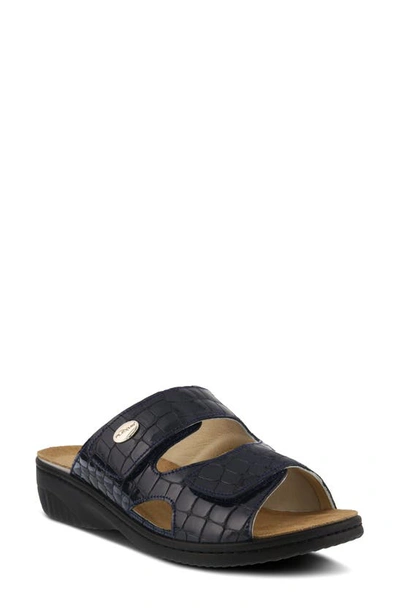 Flexus By Spring Step Almeria Slide Sandal In Navy Patent