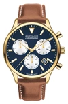 MOVADO HERITAGE CHRONOGRAPH LEATHER STRAP WATCH, 43MM