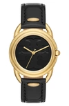 Tory Burch Women's The Miller Goldtone Stainless Steel & Leather Strap Watch In Black