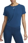 Nike Women's Dri-fit One Luxe Twist Cropped Short-sleeve Top In Blue