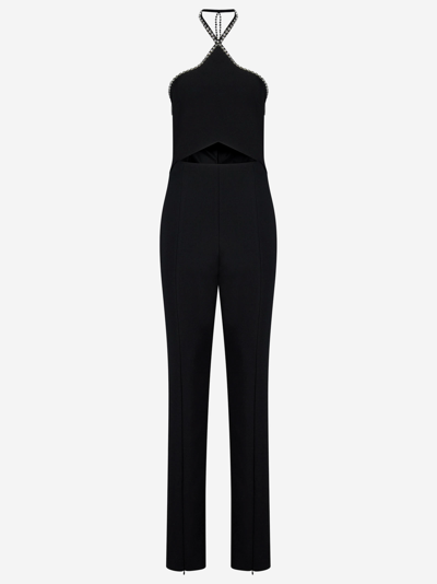 Msgm Embellished Crepe Jumpsuit In Black