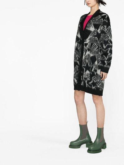 Msgm Star Embroidered Oversize Cardigan In Black