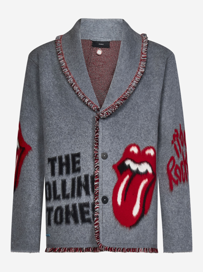 Alanui The Rolling Stones Wool Cardigan In Grey
