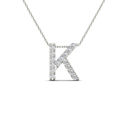 Maulijewels 0.12 Carat Natural Diamond Initial '' K '' Pendant Necklace In 14k White Gold With 18'' Gold Cable C In Gold Tone,white