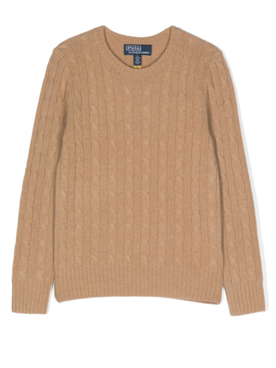 Ralph Lauren Kids' Cashmere Cable-knit Jumper In Brown