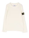 Stone Island Ribbed-knit Long-sleeve Sweater In White