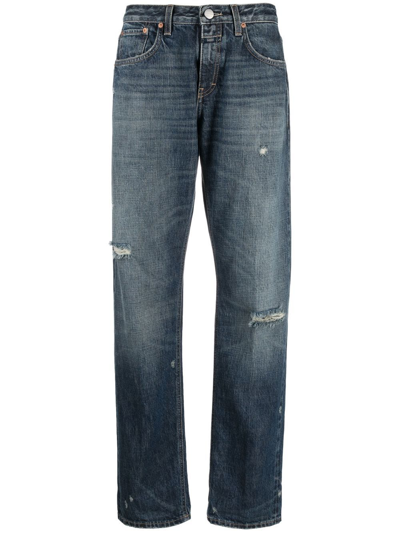 Closed Straight-leg Distressed Jeans In Blue