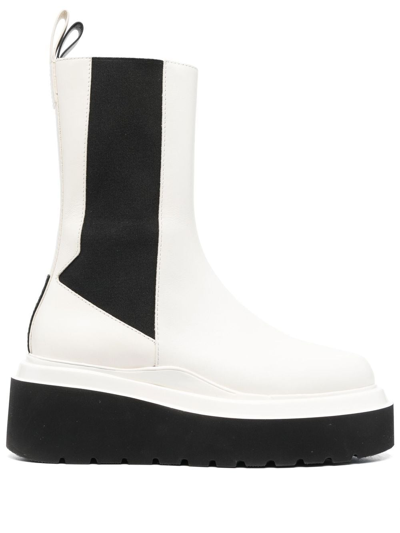 3juin Side-panel Leather Ankle Boots In White