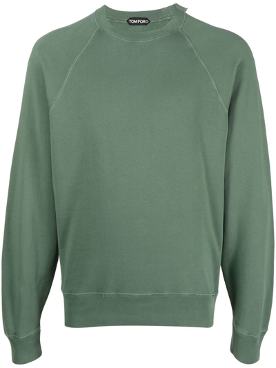 Tom Ford Green Garment-dyed Sweatshirt In V43 Washed Green