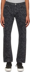 Aries Lilly Abstract-print Straight-leg Jeans In Black