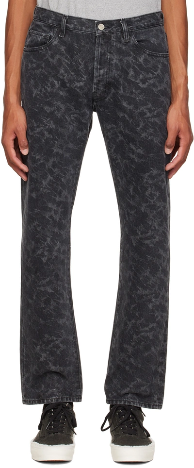 Aries Lilly Abstract-print Straight-leg Jeans In Black