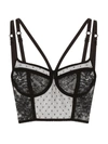 Dolce & Gabbana Plumetis Tulle Longline Bra In Black
