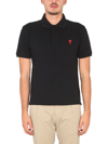 Ami Alexandre Mattiussi Embroidered Logo Cotton Pique Polo In Black