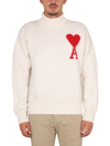 Ami Alexandre Mattiussi Ami Paris Turtleneck Sweater Ami De Coeur White Men In Animal Print