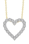 Effy 14k Gold Plated Sterling Silver Diamond Heart Pendant Necklace In White