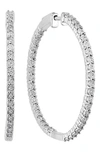 Effy Sterling Silver Diamond Hoop Earrings In White
