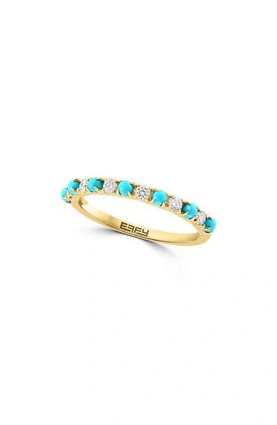 Effy 14k Yellow Gold Turquoise & Diamond Ring In Blue